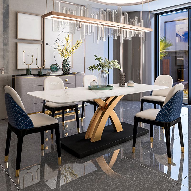 Traditional Luxury Dining Table Sintered Stone Table with Pedestal Base for Dining Room