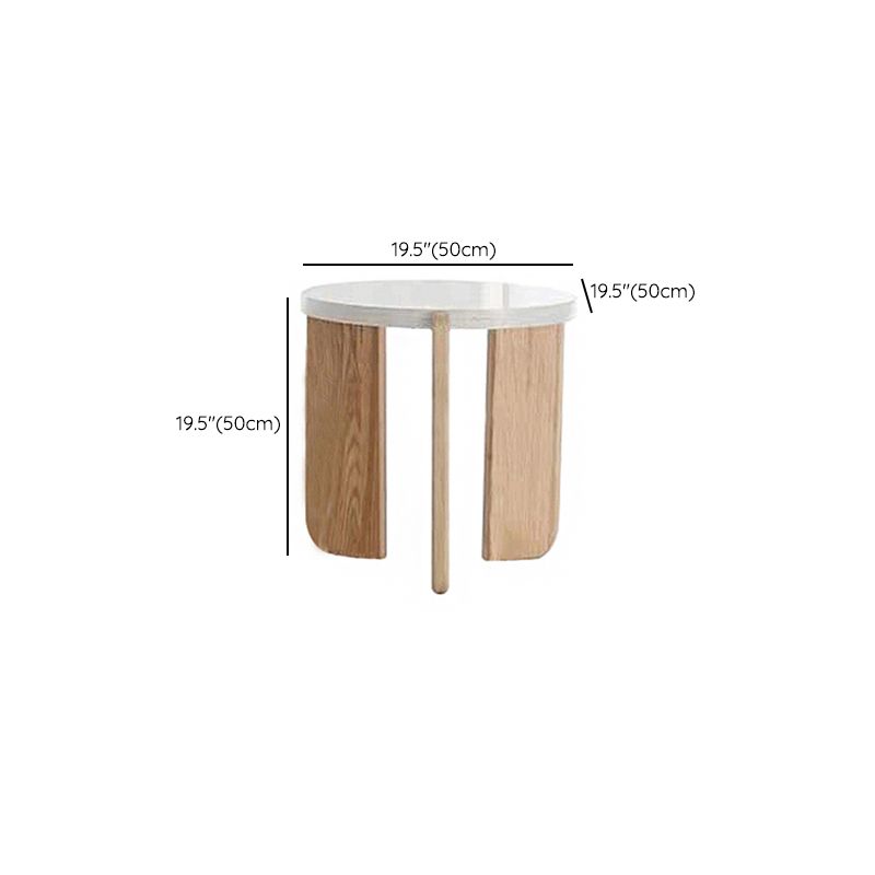 Solid Wood 3 Legs Coffee Table Modern 1 Single Terrazzo Cocktail Table