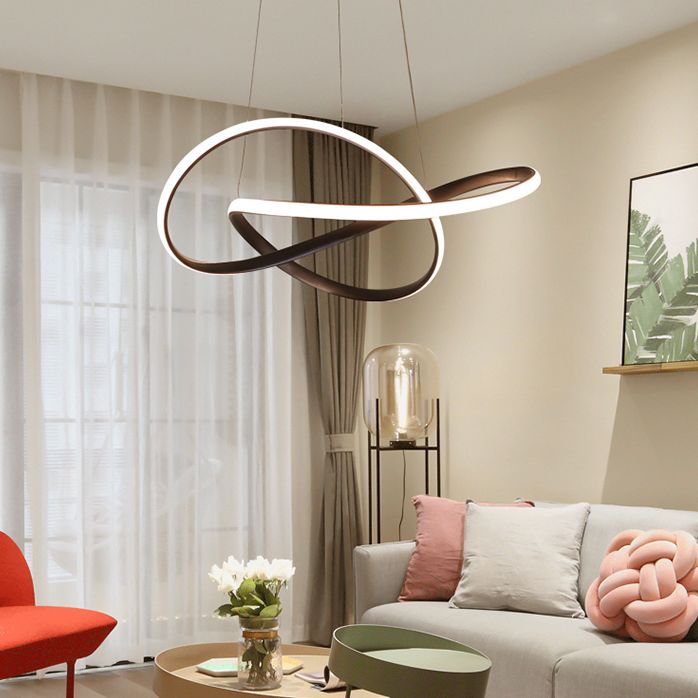 2 Color Optional Twisting Metal Pendant Lamp Simplicity LED Chandelier Light for Office
