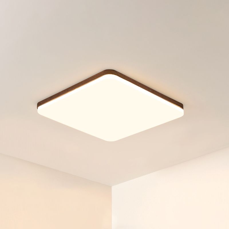 Geometry Shape LED Ceiling Lamp Modern Simple Style Wood 1 Light Flush Mount for Living Room