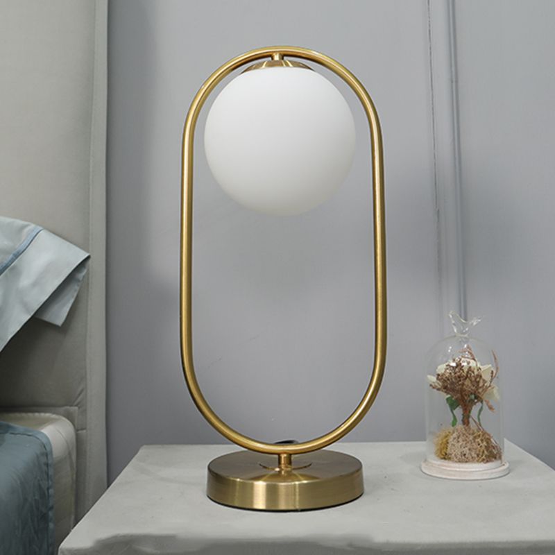 Modern Style Geometry Night Table Lamp White Glass One Light Table Light for Bedroom