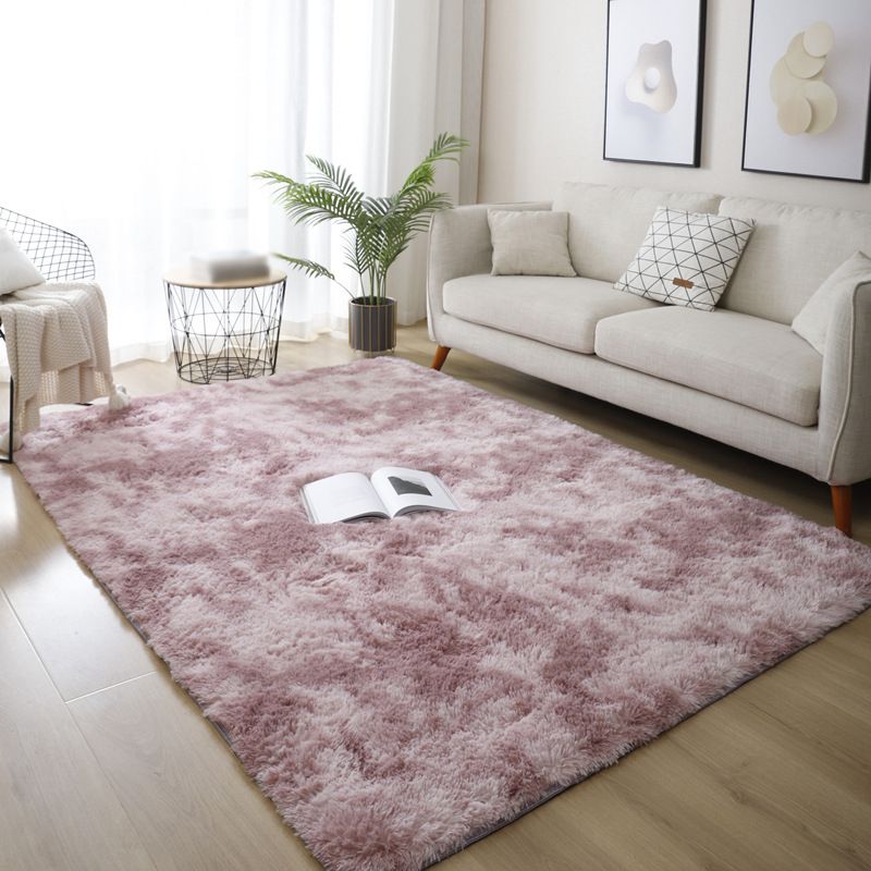 Modern Area Rug Leisure Solid Color Carpet Polyester Shag Rug with Non-Slip Backing