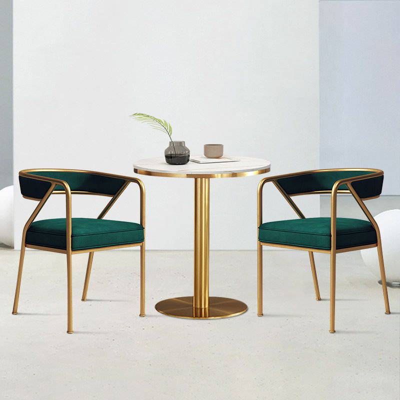 Glam Style Dining Chair Metal Open Back Dining Armchair for Indoor