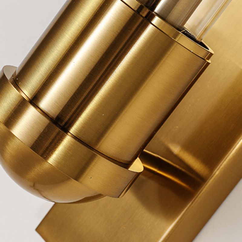 Cylinder Shape Glass Wall Lighting Modern Style 1 Light Wall Mounted Light in Gold