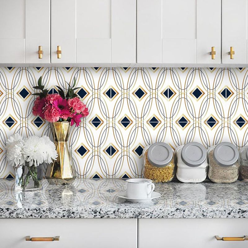 Modern Seamless Pattern Wallpaper Panel in Black-Gold Self-Adhesive Wall Decor for Kitchen