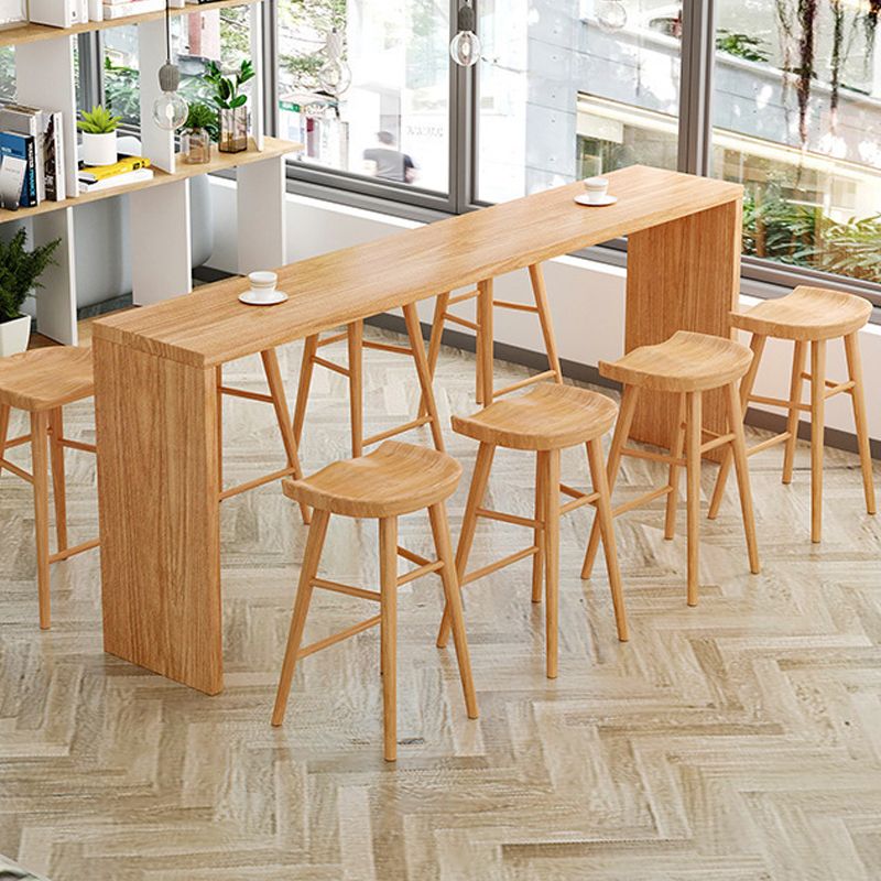 Table à manger à barres de barre rectangle moderne double table de barre de bois piédestal en brun