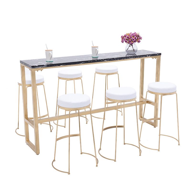 Glam Pub Table Solid Wood Bar Height Rectangle Bar Table for Breakroom