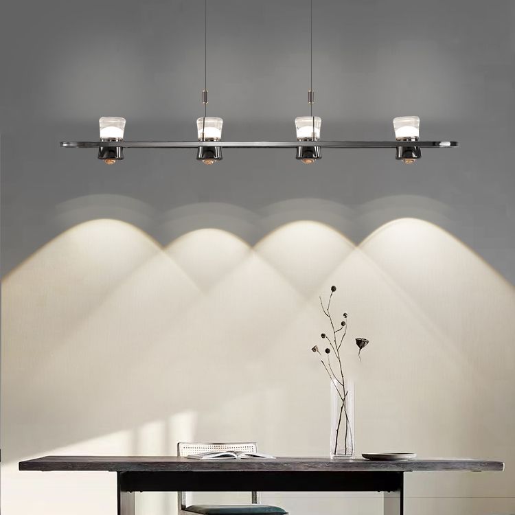 Modern Hanging Light Metal Island Light Fixture in Black for Dining Room
