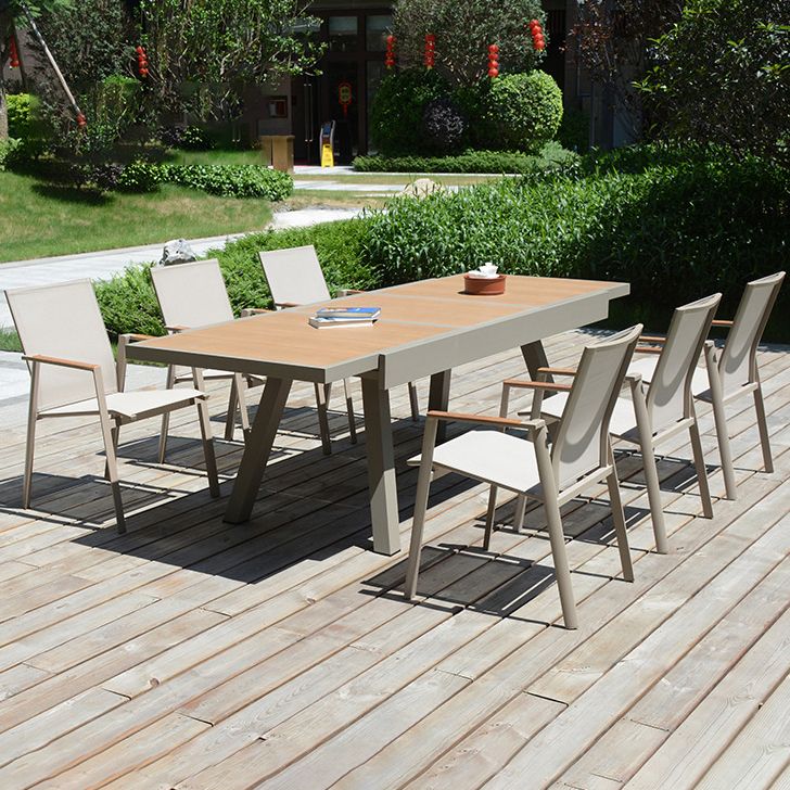 Brown Faux Wood Boho Dining Table Set 1/2/5/7 Pcs Rattan Dining Set