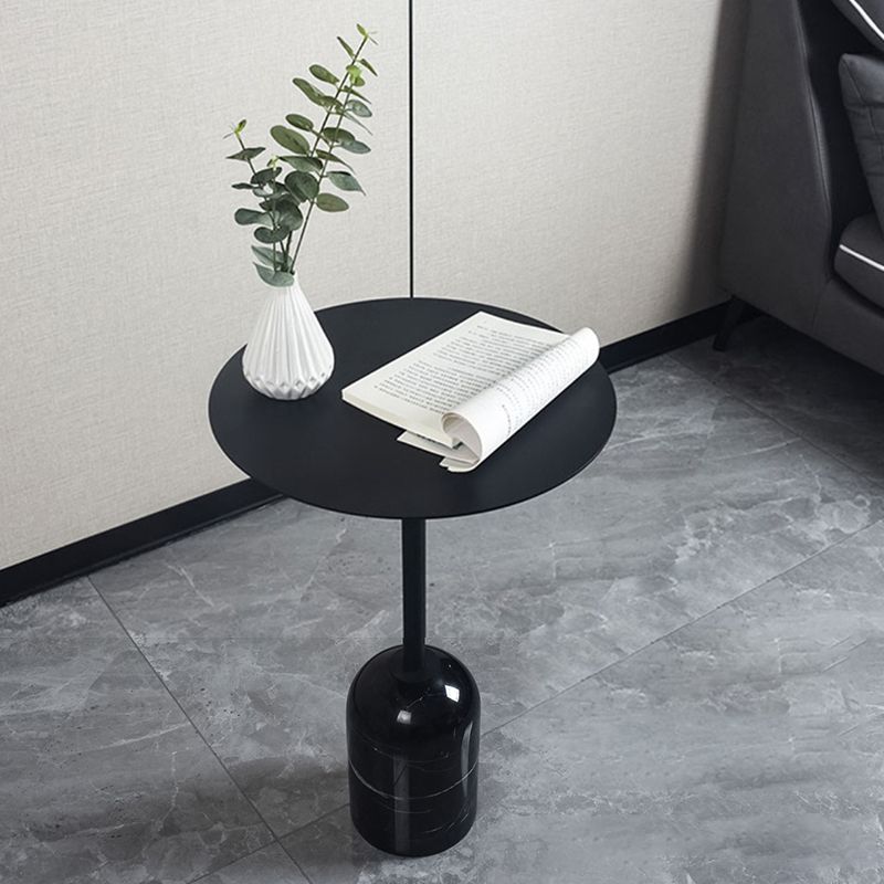 Contemporary Metal End Table Round Pedestal Accent Side Table