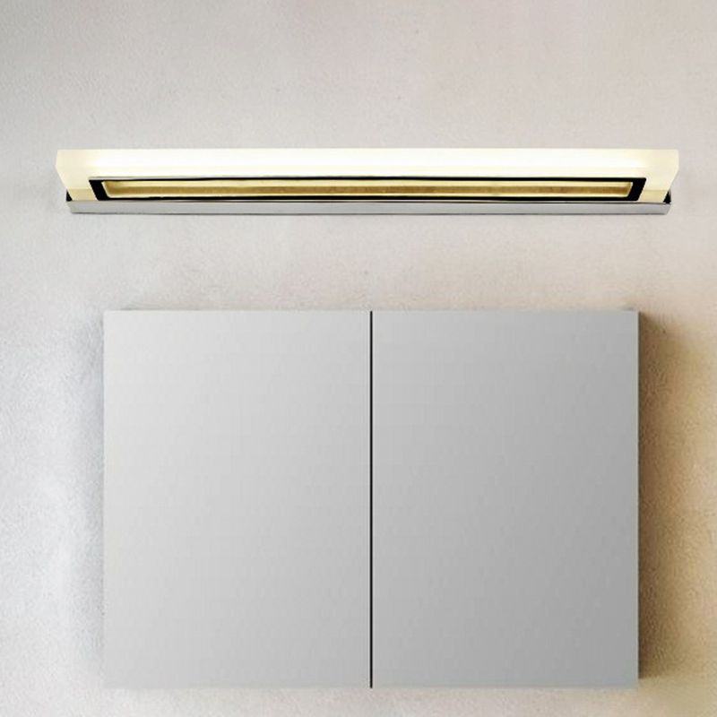 Rectangle LED Vanity Light Postmodern Acrylic Bathroom Sconce Light Fixture in Chrome