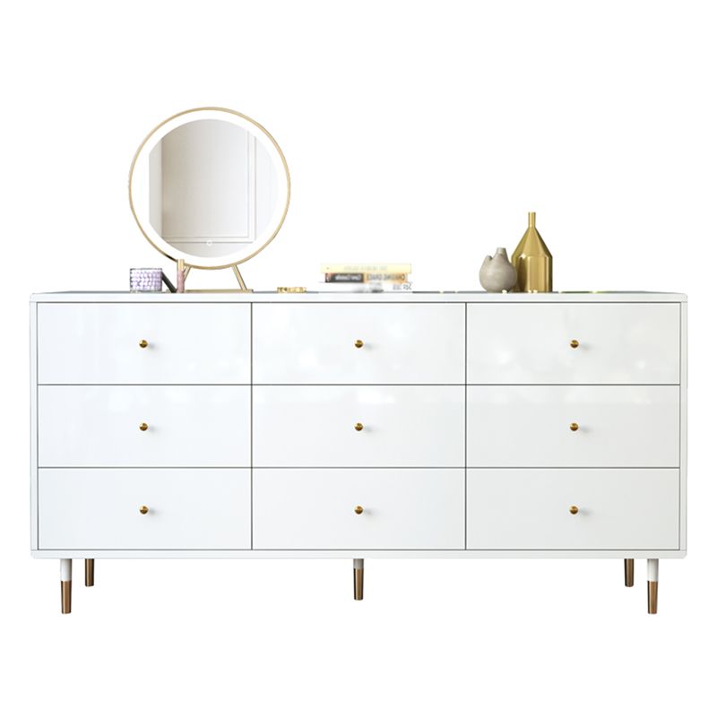 Living Room White 32"L Buffet Table Multi Drawer Simple Style Dining Table