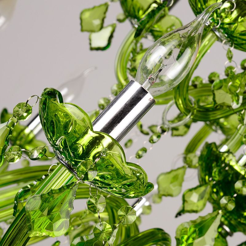 Crystal Candle Kroonluchter verlichting Modern 6/18 Lichten groen hangende hanger voor slaapkamer, 23 "/37,5" W