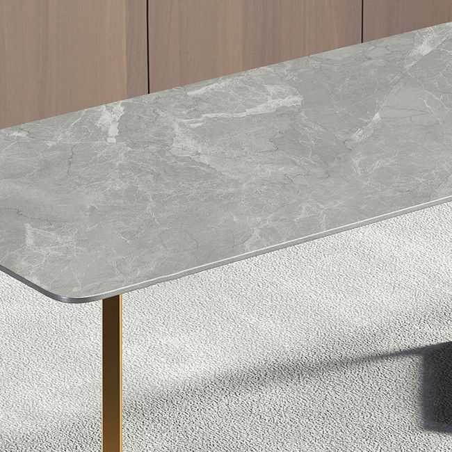 Mesa de comedor rectangular contemporánea de metal Mesa de piedra sinterizada con base de trineo