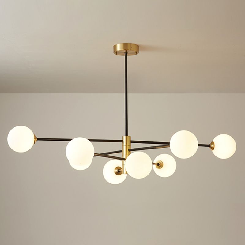 8-light Modern Minimalist Living Room Chandelier 32" Wide Molecular Styling Glass Orb Suspension Lamp