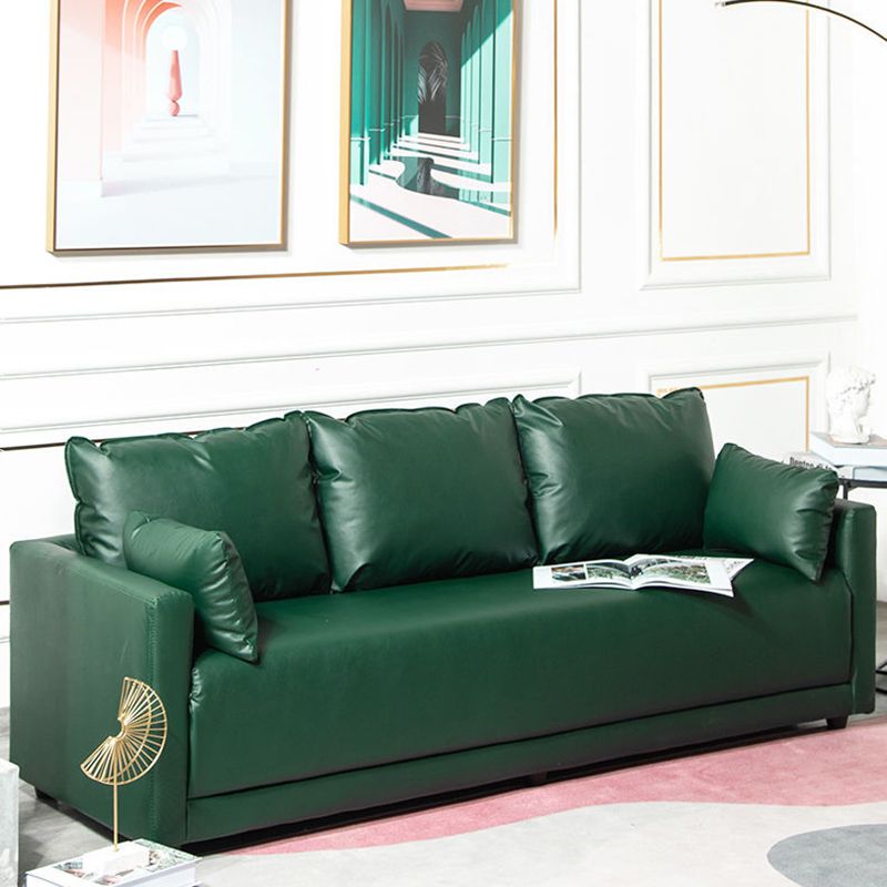 3 Seater 27.5"H Faux Leather Square Arm Sofa for Living Room