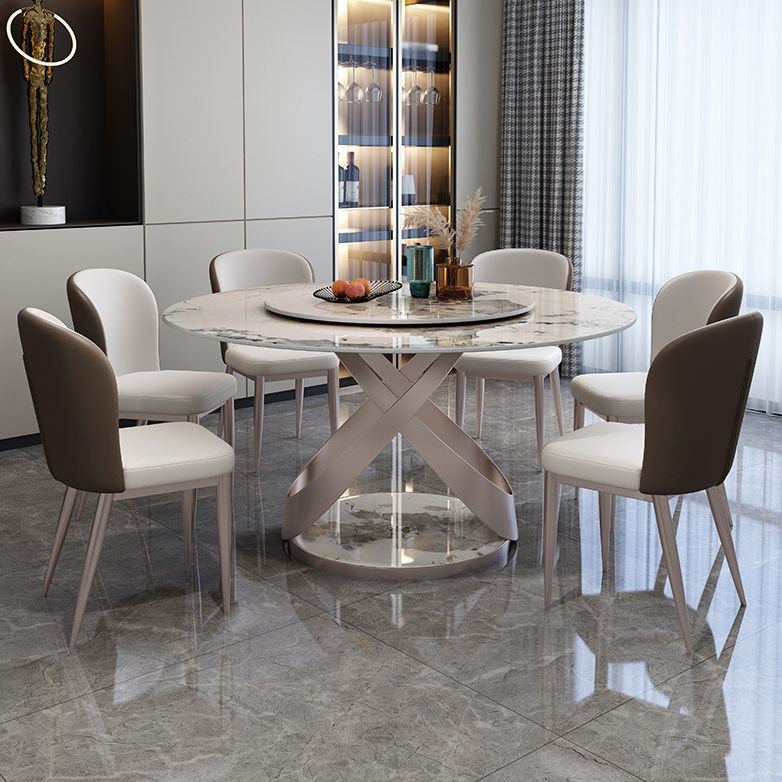 Nordic Round Sintered Stone Dining Table of 5/7 with Pedestal Base Dining Set for Restaurant