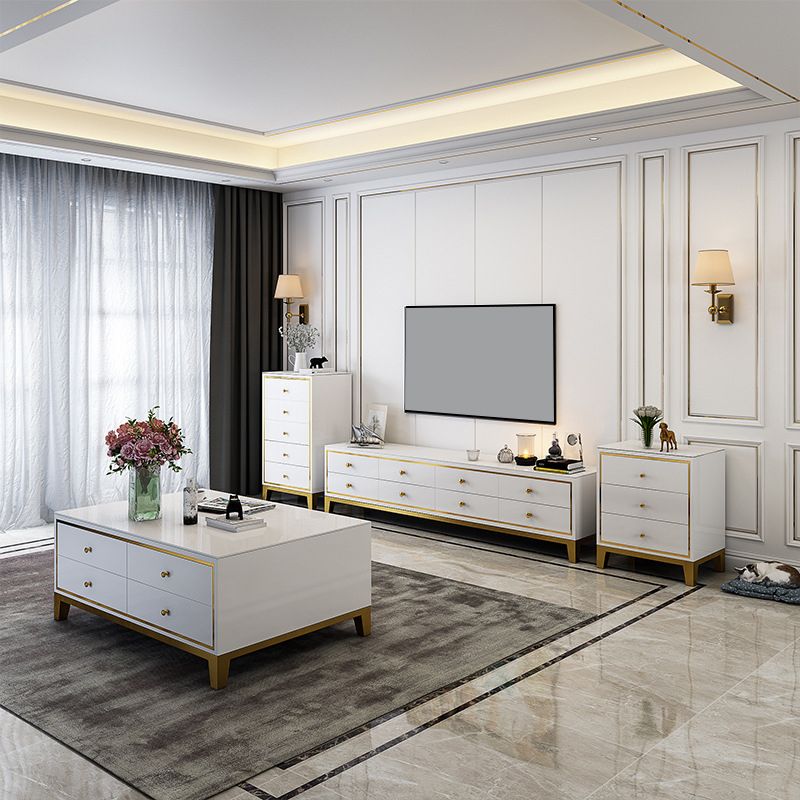 Glam Vertical Bedroom Chest Wooden Storage Chest with Drawers