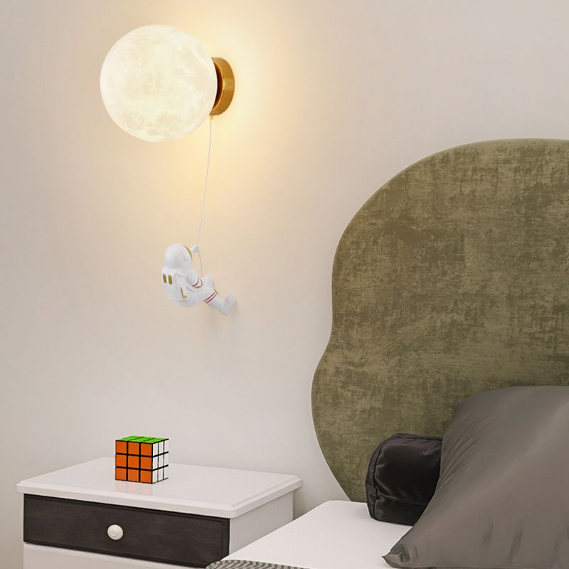 Cartoon Style Iron Wall Light Ball Shape Wall Lamp for Children's Room (Included Doll)