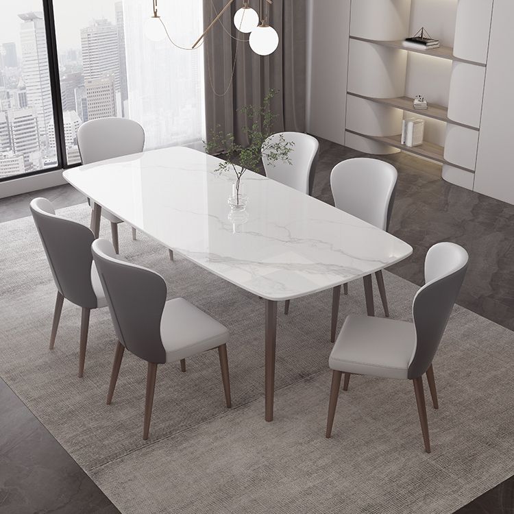 Designer Dining Set 1/2/4/5/7 Pieces Stone and Metal Dinette Set in White