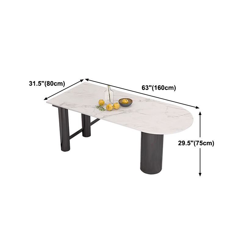 Metal Contemporary Freeform Dining Table White Sintered Stone Top Table with 3 Legs