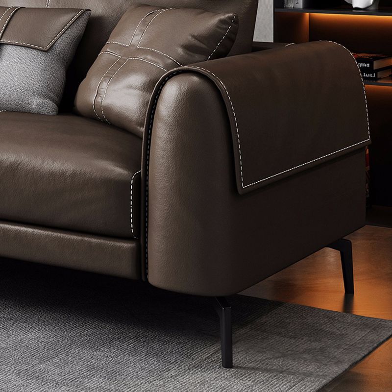 Bonus Room Leather Sofa in Dark Brown Modern Loose Back Seating