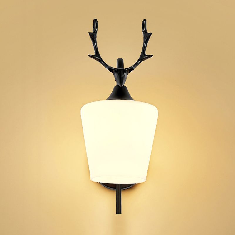 Modernist Wall Sconce Antler Wall Light Fixture with Glass for Bedroom
