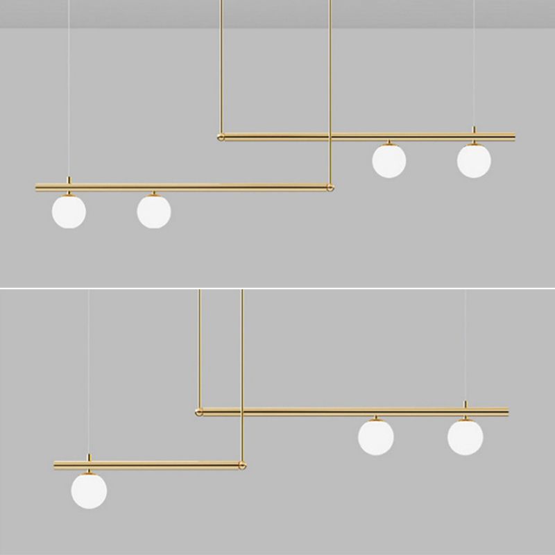 Globe Island Chandelier Lights Modern White Glass Pendant Lighting for Restaurant