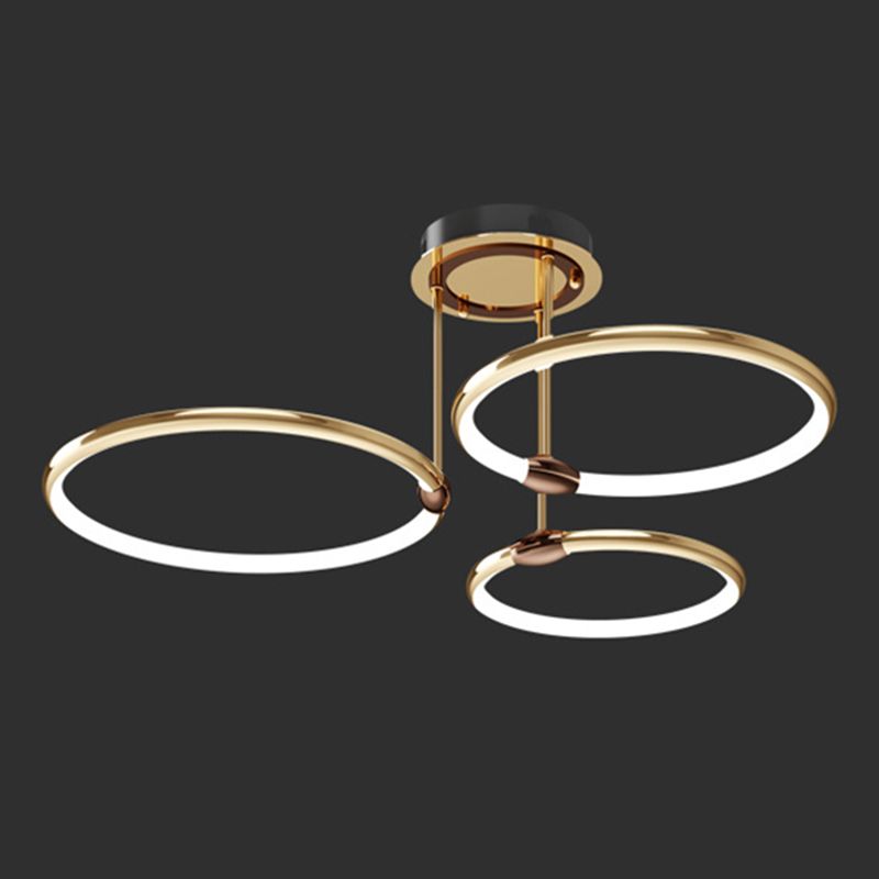 Accesorio de iluminación suspendida en forma de anillo de metal kit de luz colgante LED moderno en oro