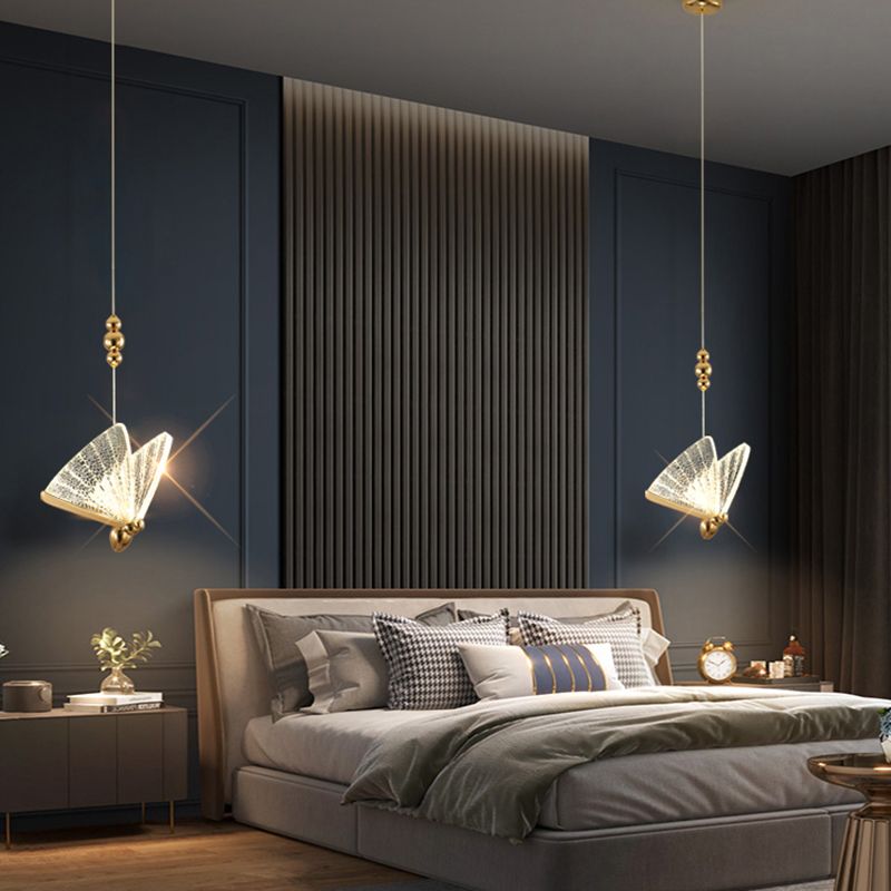 EinfachheitslED hängende hängende helle goldene Schmetterlingslampen -Lampe mit Acrylschatten