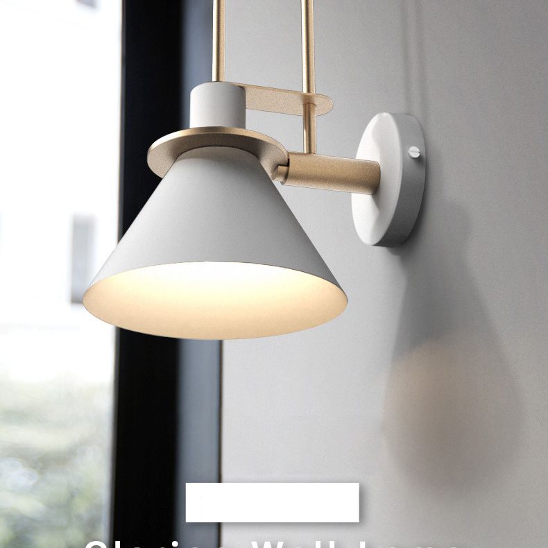 Postmodern Simplicity Cone Wall Lamps Metal Wall Lighting Fixtures for Bedroom