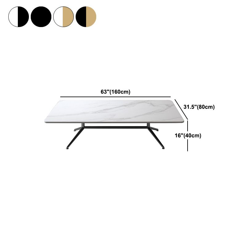 Glam Trestle Coffee Table Slate Rectangular Cocktail Table for Home