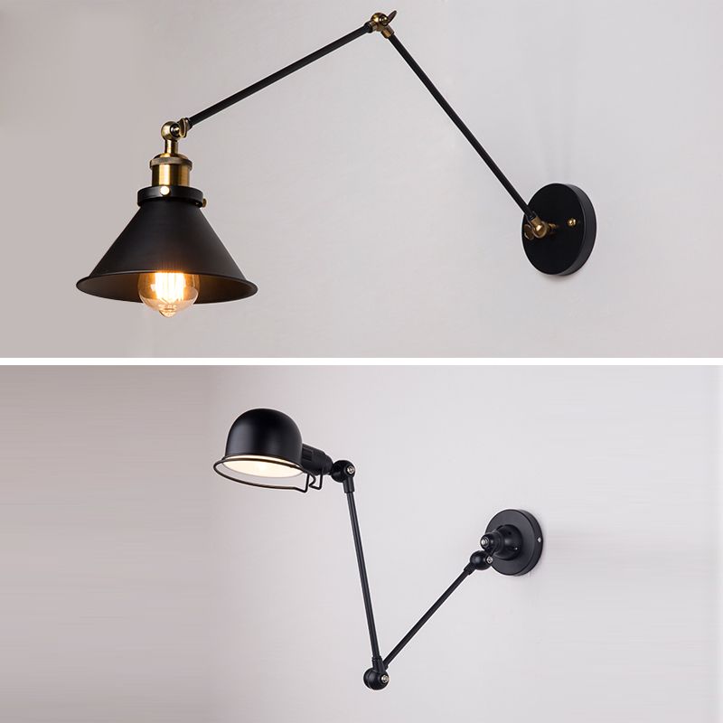 Lampe murale du bras swing dans le luminaire noir industriel noir pour le restaurant de la cuisine