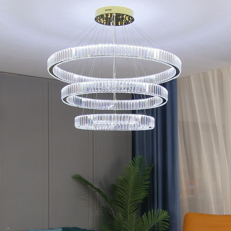 Multi-Tier Chandelier Light Fixture Modern Simplicity Crystal Pendant Lighting for Restaurant