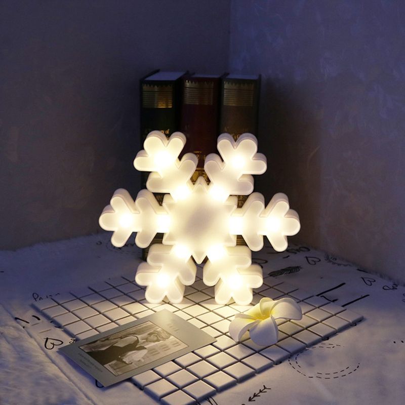 White Christmas Element Night Lighting Modern Style Battery LED Plastic Nightstand Light