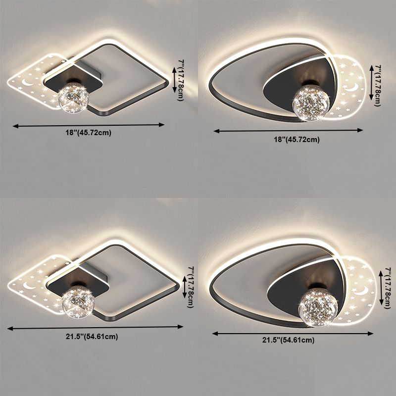 Geometry Shape LED Sky Star Ceiling Lamp Modern Iron 3 Lights Flush Mount for Bedroom