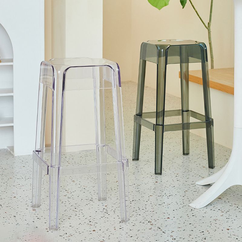 Taburete de bar plástico sin respaldo sin brazos moderno para tienda de té con leche con asiento de plástico