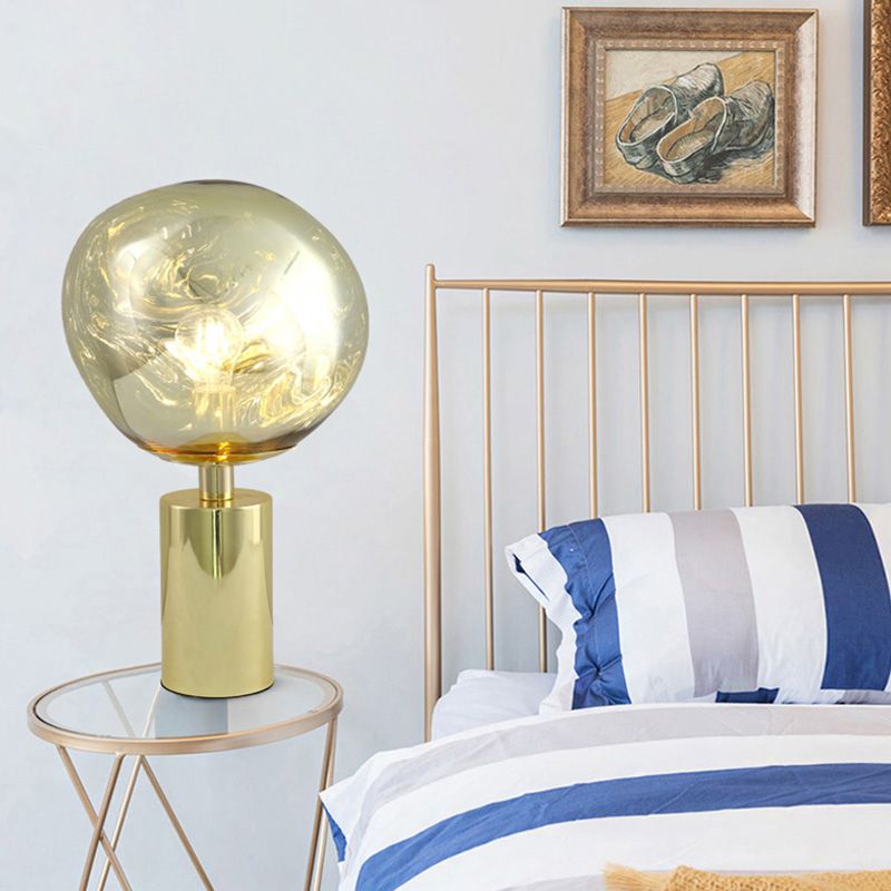 Accensione da tavolo fuso in stile modernista argento/vetro soffiato a mano 1 testa da soggiorno lampada da tavolo