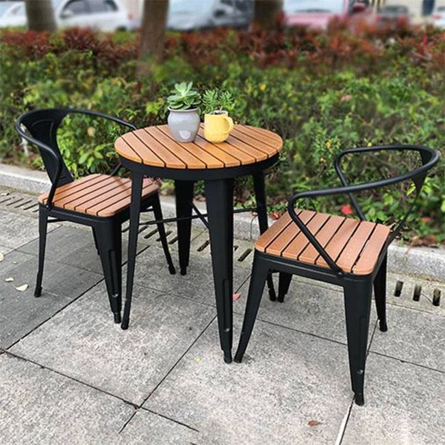 1/3/5 Pcs Metal Dining Table Set Industrial Round Dining Set