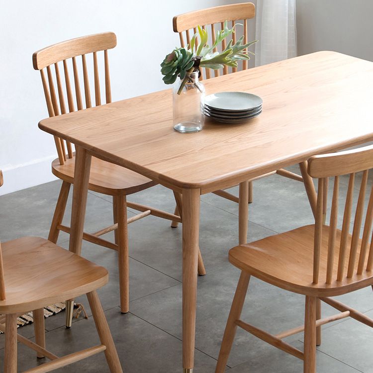 Table rectangulaire en bois de chêne, Table de salle à manger moderne avec 4 pieds pour Restaurant