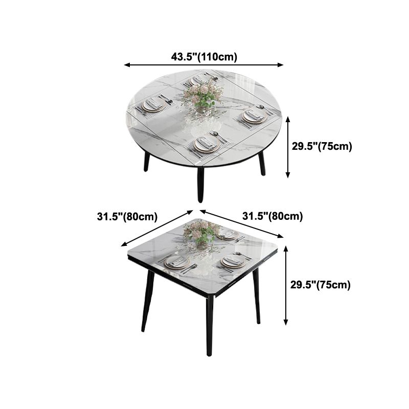 Table à manger de style industriel Table à abattant en pierre frittée avec 4 pieds