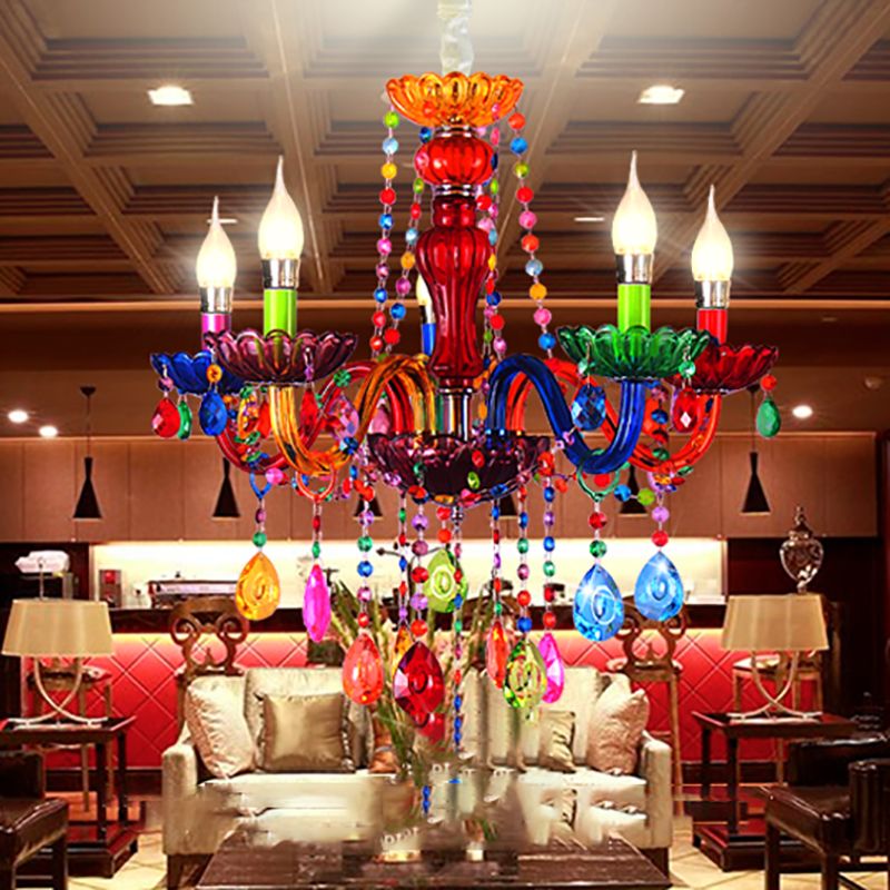 Nordic Multi Head Macron Chandelier Glass Pendant Lighting Fixtures for Bedroom
