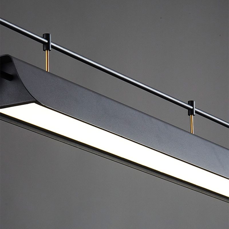 Black Modern Pendant Light Rectangle Shape Island Light with Acrylic Shade for Living Room