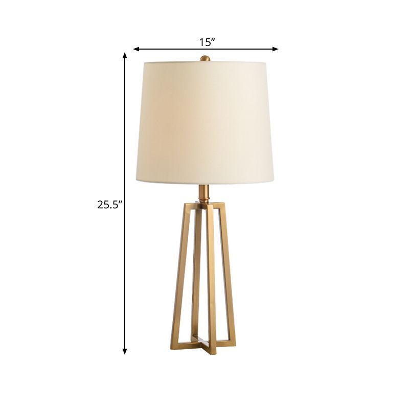 Stoffentrommeltafel Licht traditionele 1 lichte slaapkamer taakverlichting in wit met geometrische basis