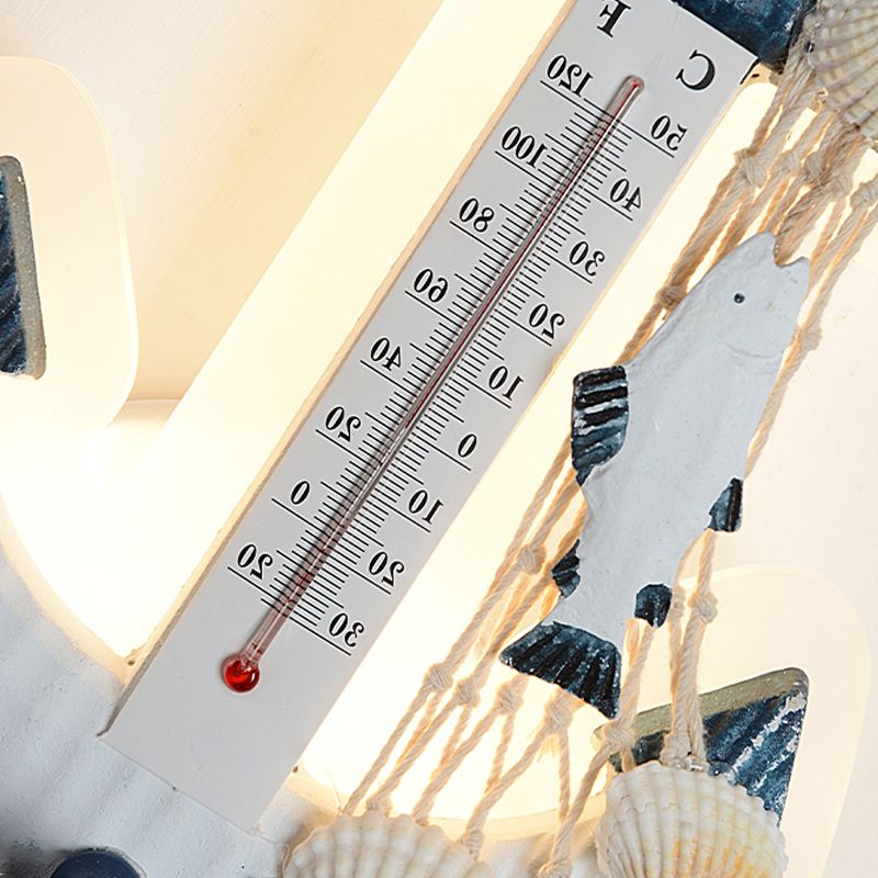 Modern Anchor Wall Light with Thermometer Acrylic White Sconce Light for Living Room