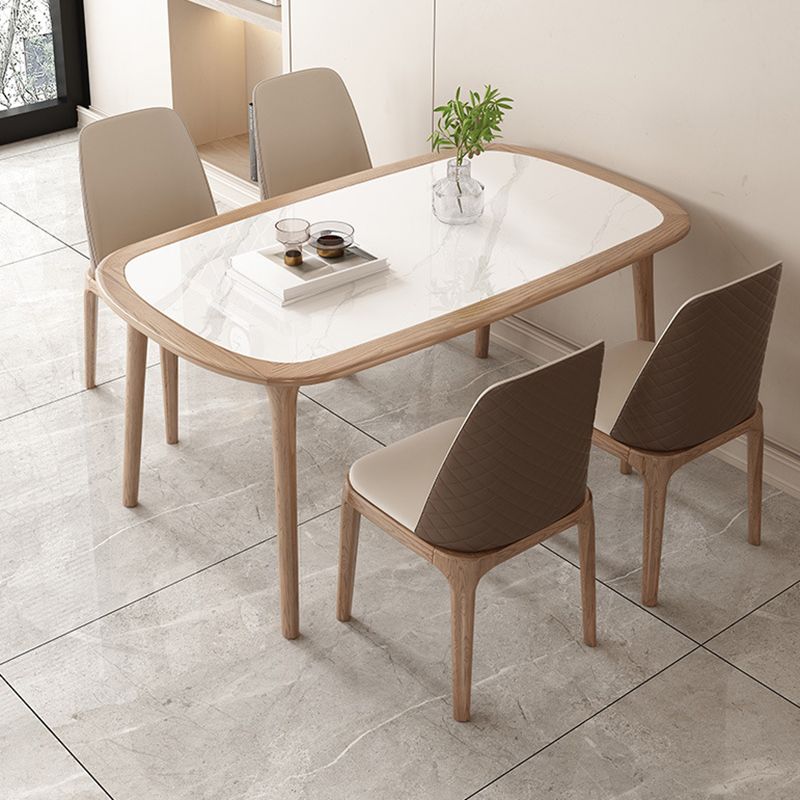 Modern Style Rectangle Table Set 1/2/5/7 Pieces Dining Set with Wood Legs