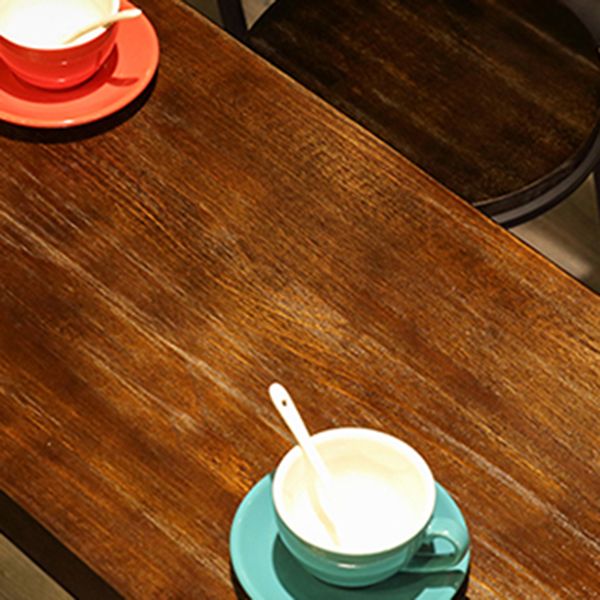 Brown Wood Top Counter Table Metal Black Legs Industrial Bar Table for Restaurant