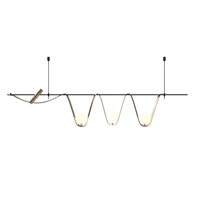 Iron and Glass Ceiling Pendant Lighting Modern Linear Kitchen Island Fixture