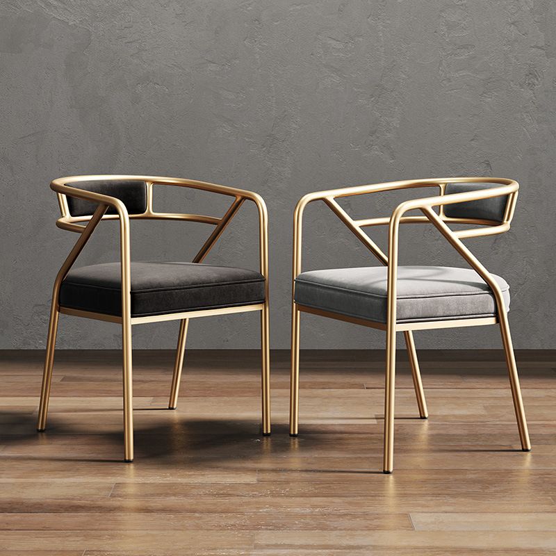 Silla de metal escandinavo Glam para comedor y cocina, sillón con respaldo abierto