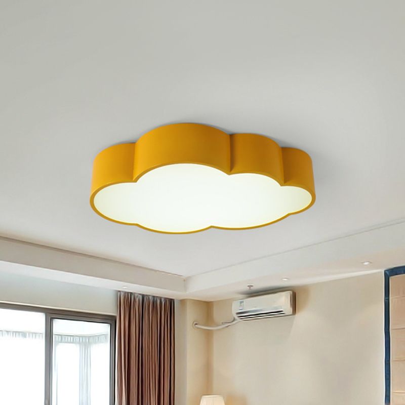 White/Red/Yellow Cloud Flush Ceiling Light Kids Acrylic Flush Mount Recessed Lighting for Kindergarten